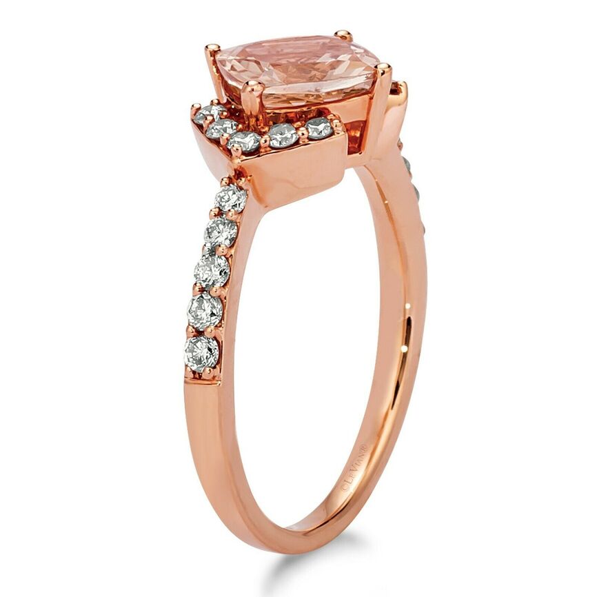 1 3/8 cts Pink Morganite and Diamond Ring in 14K Rose Gold by Le Vian - BirthStone.com