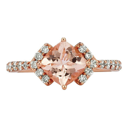 1 3/8 cts Pink Morganite and Diamond Ring in 14K Rose Gold by Le Vian - BirthStone.com