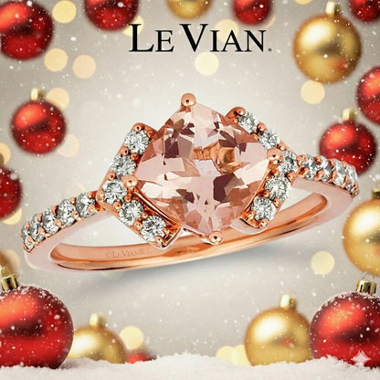 1 3/8 cts Pink Morganite and Diamond Ring in 14K Rose Gold by Le Vian
