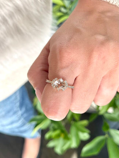 1 3/8 cts Pink Morganite and Diamond Ring in 14K Rose Gold by Le Vian