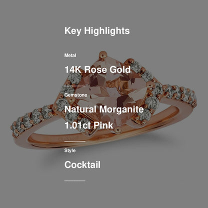 1 3/8 cts Pink Morganite and Diamond Ring in 14K Rose Gold by Le Vian