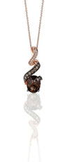 LeVian 14k Rose Gold 2 cttw Chocolate Quartz & Diamonds 18" Pendant Necklace
