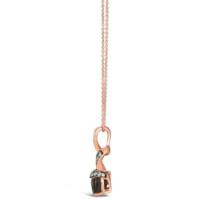 LeVian 14k Rose Gold 2 cttw Chocolate Quartz & Diamonds 18" Pendant Necklace