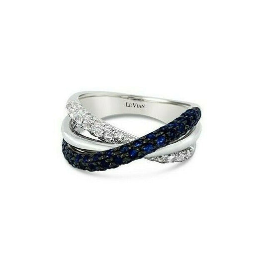 1 1/8 cts Blue Sapphire and Sapphire Ring in 14K White Gold by Le Vian - BirthStone.com