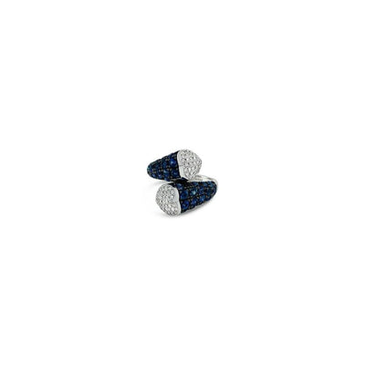 LeVian 14K White Gold Blue Sapphire Round Diamond Twist Love Heart Cocktail Ring
