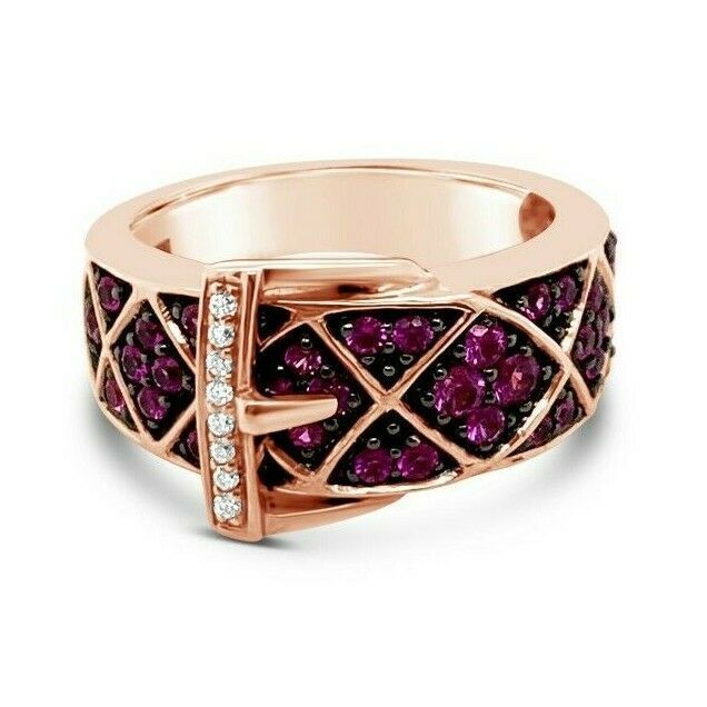 5/8 cts Pink Sapphire and Diamond Ring in 14K Rose Gold by Le Vian - BirthStone.com