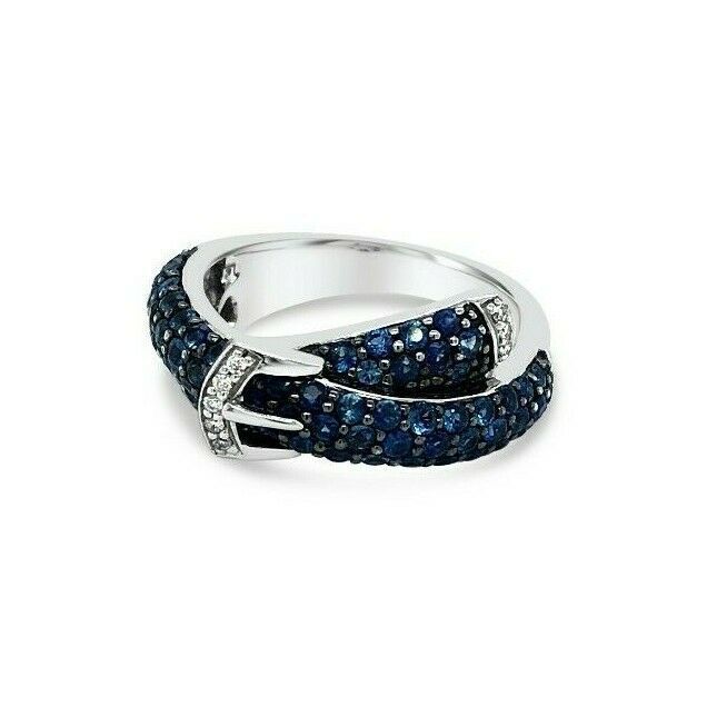 1 5/8 cts Blue Sapphire and Diamond Ring in 14K White Gold by Le Vian - BirthStone.com