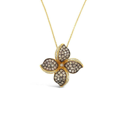 LeVian 14K Yellow Gold Round Chocolate Brown Diamond Classic Pendant Necklace