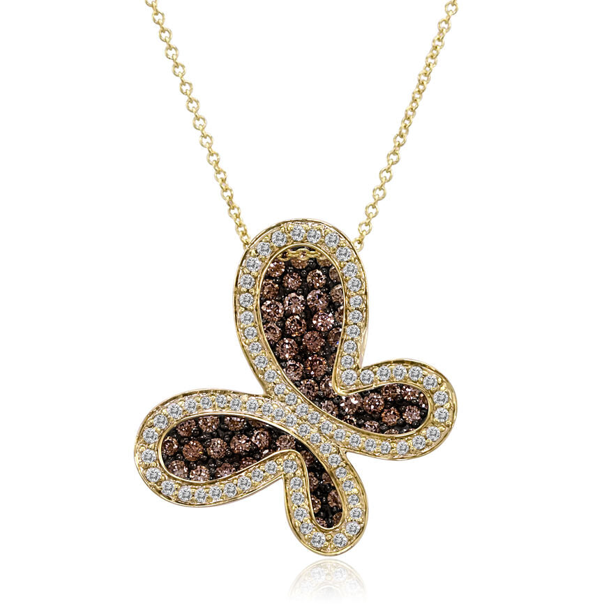 LeVian 14K Yellow Gold Round Chocolate Brown Diamond Beautiful Pendant Necklace