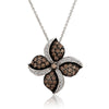 LeVian 14K White Gold Round Chocolate Brown Diamond Classy Pendant Necklace