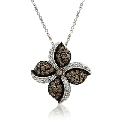 LeVian 14K White Gold Round Chocolate Brown Diamond Classy Pendant Necklace