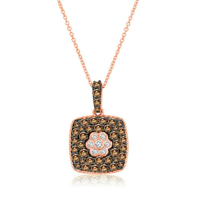 LeVian 14K Rose Gold Round Chocolate Brown Diamond Beautiful Pendant Necklace