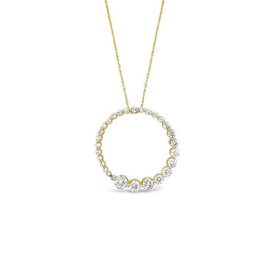 LeVian 14K Yellow Gold Diamond Spiral Open Circle Eternity 18" Pendant Necklace