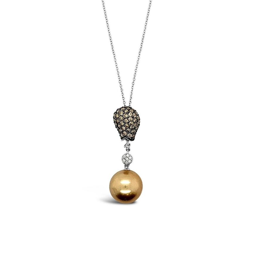 1 cts Brown Pearl and Diamond Necklace in 14K White Gold by Le Vian - BirthStone.com