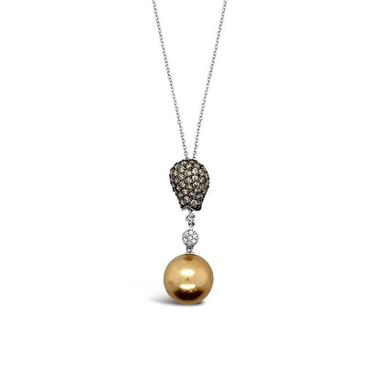 1 cts Brown Pearl and Diamond Necklace in 14K White Gold by Le Vian - BirthStone.com