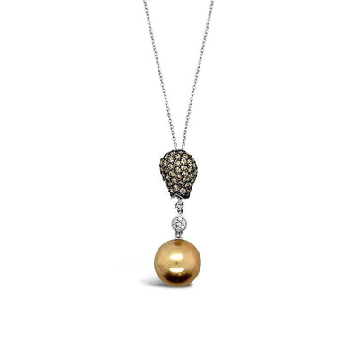 Le Vian® Pendant - Brown Pearls, Brown & White Diamonds - 14K White Gold
