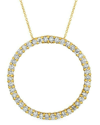 LeVian 18K Yellow Gold Round Diamond Open Circle Eternity 18" Pendant Necklace