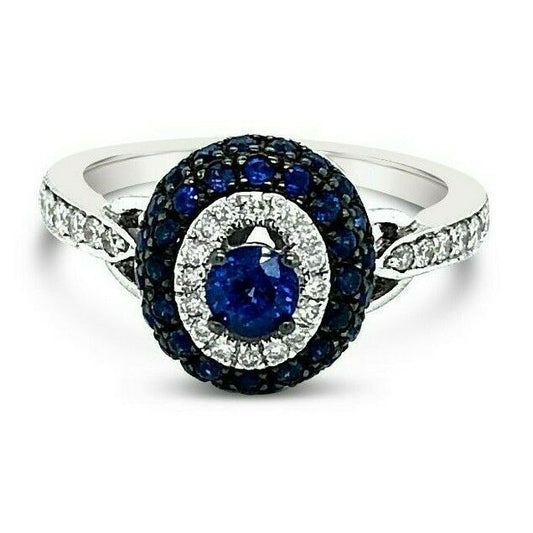 1 cts Blue Sapphire and Diamond Ring in 14K White Gold by Le Vian - BirthStone.com