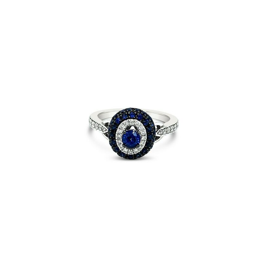 1 cts Blue Sapphire and Diamond Ring in 14K White Gold by Le Vian - BirthStone.com