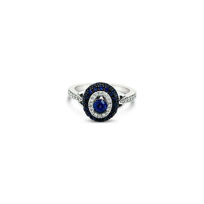 1 cts Blue Sapphire and Diamond Ring in 14K White Gold by Le Vian - BirthStone.com