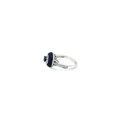 1 cts Blue Sapphire and Diamond Ring in 14K White Gold by Le Vian - BirthStone.com