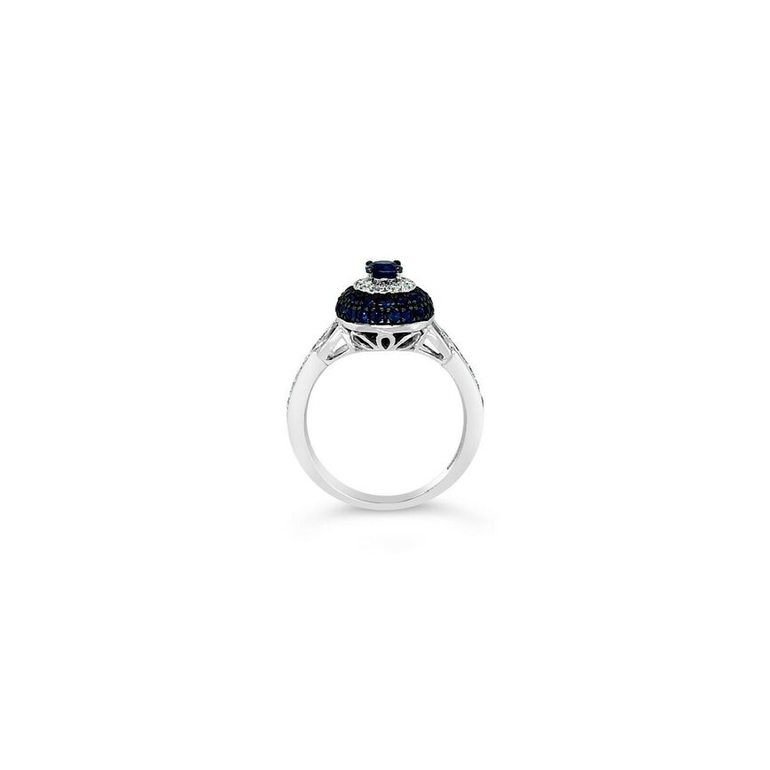 1 cts Blue Sapphire and Diamond Ring in 14K White Gold by Le Vian - BirthStone.com