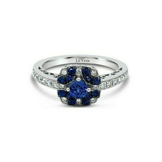 1/2 cts Blue Sapphire and Diamond Ring in 14K White Gold by Le Vian - BirthStone.com