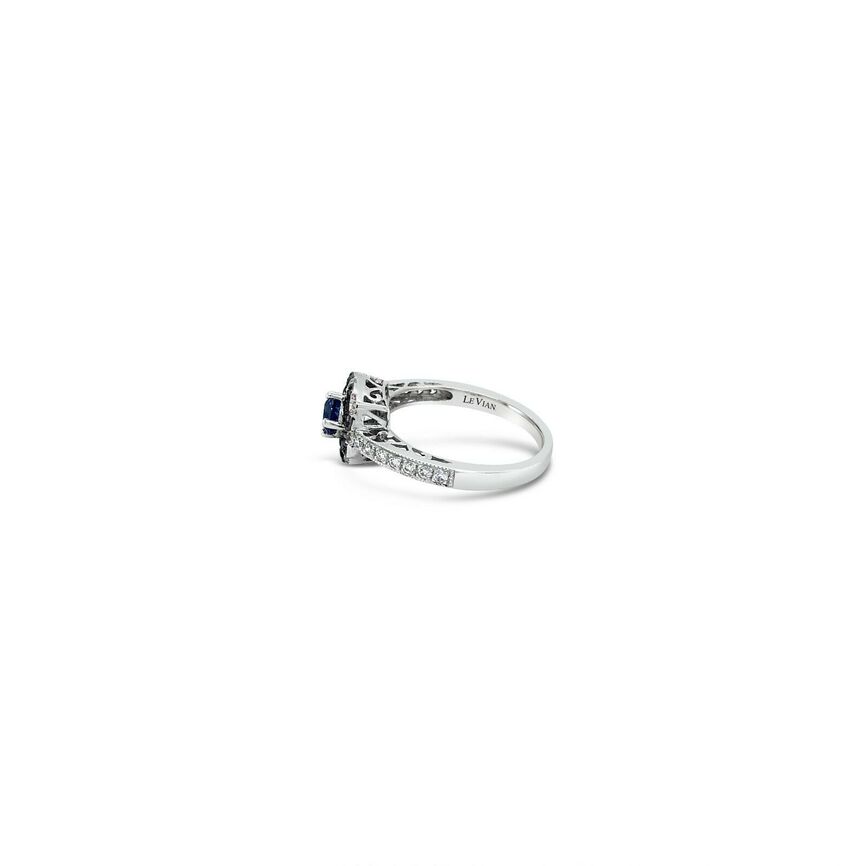 1/2 cts Blue Sapphire and Diamond Ring in 14K White Gold by Le Vian - BirthStone.com