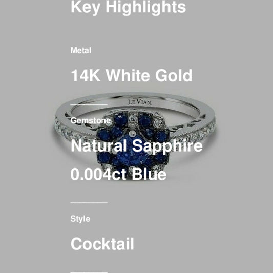 1/2 cts Blue Sapphire and Diamond Ring in 14K White Gold by Le Vian