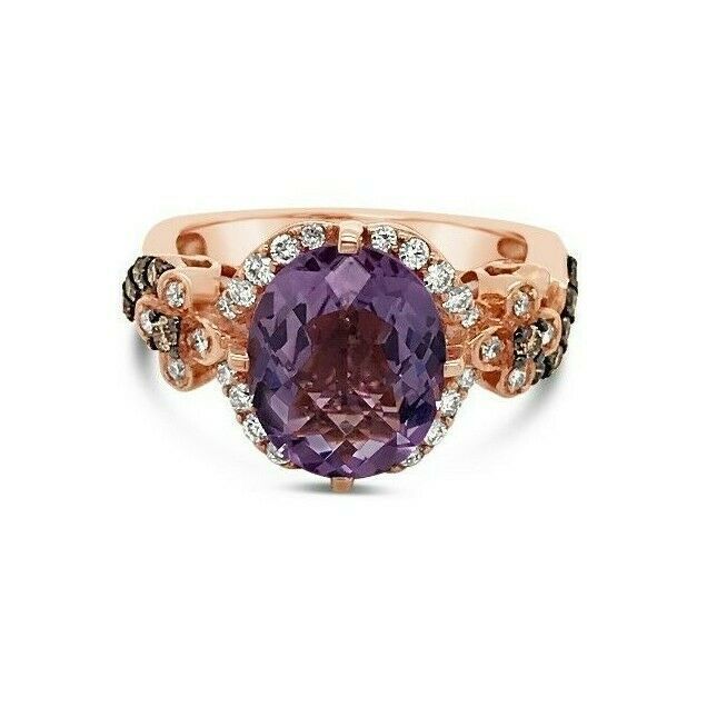 3 3/8 cts Purple Amethyst and Diamond Ring in 14K Rose Gold by Le Vian - BirthStone.com