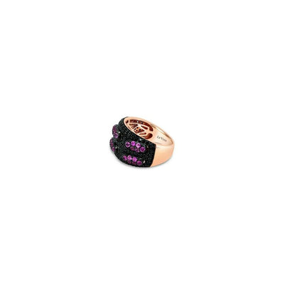LeVian 14K Rose Gold Pink Sapphire Round Black Diamond Classic Cocktail Ring