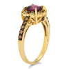 LeVian 14K Yellow Gold Rhodolite Garnet Round Chocolate Brown Diamond Halo Ring