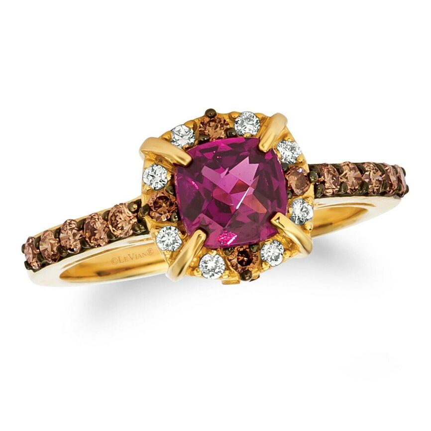 1 1/3 cts Red Rhodolite Garnet and Diamond Ring in 14K Yellow Gold by Le Vian - BirthStone.com