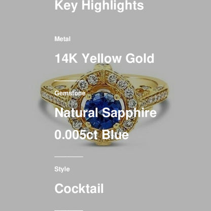 1 3/8 cts Blue Sapphire Cocktail Ring in 14K Yellow Gold by Le Vian