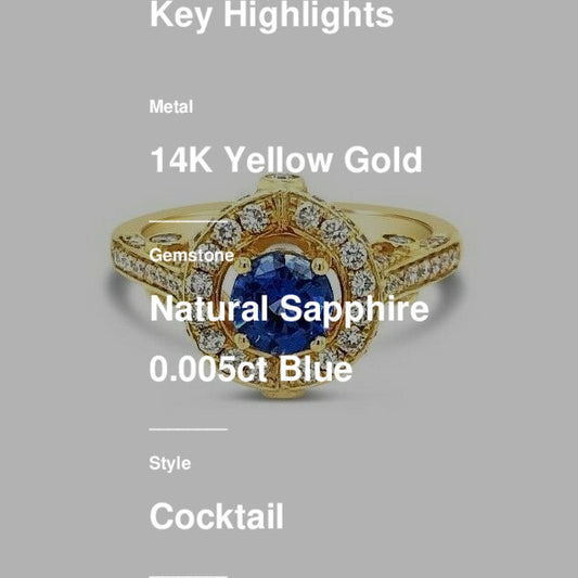 1 3/8 cts Blue Sapphire Cocktail Ring in 14K Yellow Gold by Le Vian