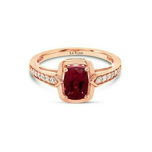 1 cts Red Rubellite and Diamond Ring in 14K Rose Gold by Le Vian - BirthStone.com