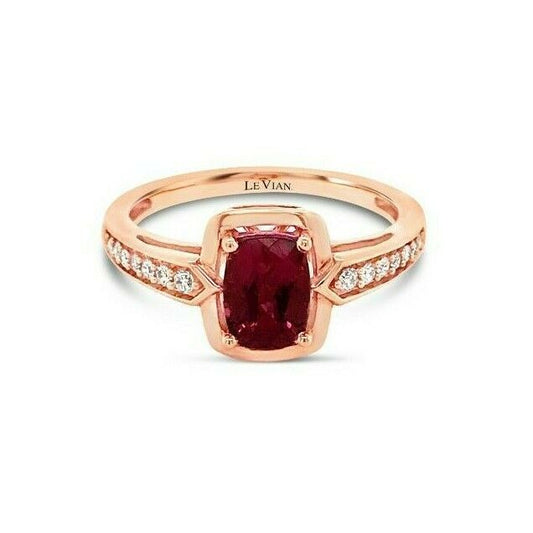 1 cts Red Rubellite and Diamond Ring in 14K Rose Gold by Le Vian - BirthStone.com