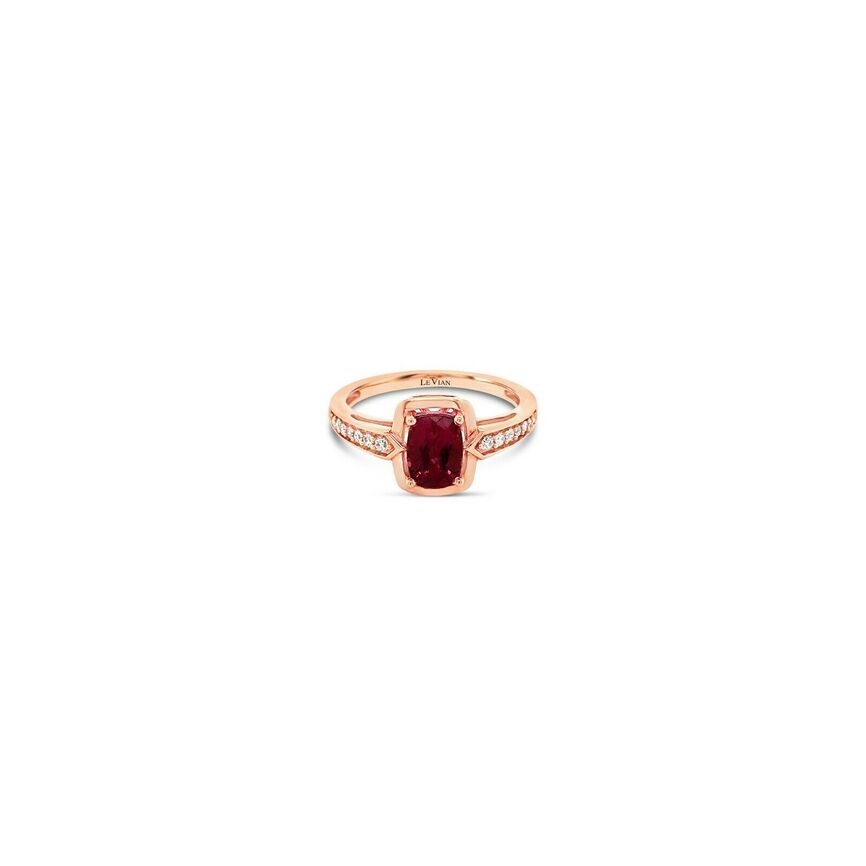 1 cts Red Rubellite and Diamond Ring in 14K Rose Gold by Le Vian - BirthStone.com