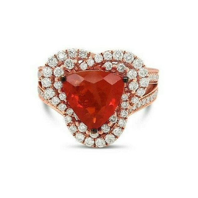 3 cts Red Fire Opals and Diamond Ring in 14K Rose Gold by Le Vian - BirthStone.com