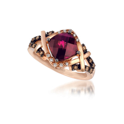 2 2/3 cts Red Rhodolite Garnet and Diamond Ring in 14K Rose Gold by Le Vian - BirthStone.com