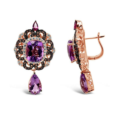 13 1/2 cts Purple Amethyst and Amethyst Earrings in 14K Rose Gold by Le Vian - BirthStone.com