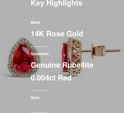 2 1/4 cts Red Rubellite and Diamond Earrings in 14K Rose Gold by Le Vian