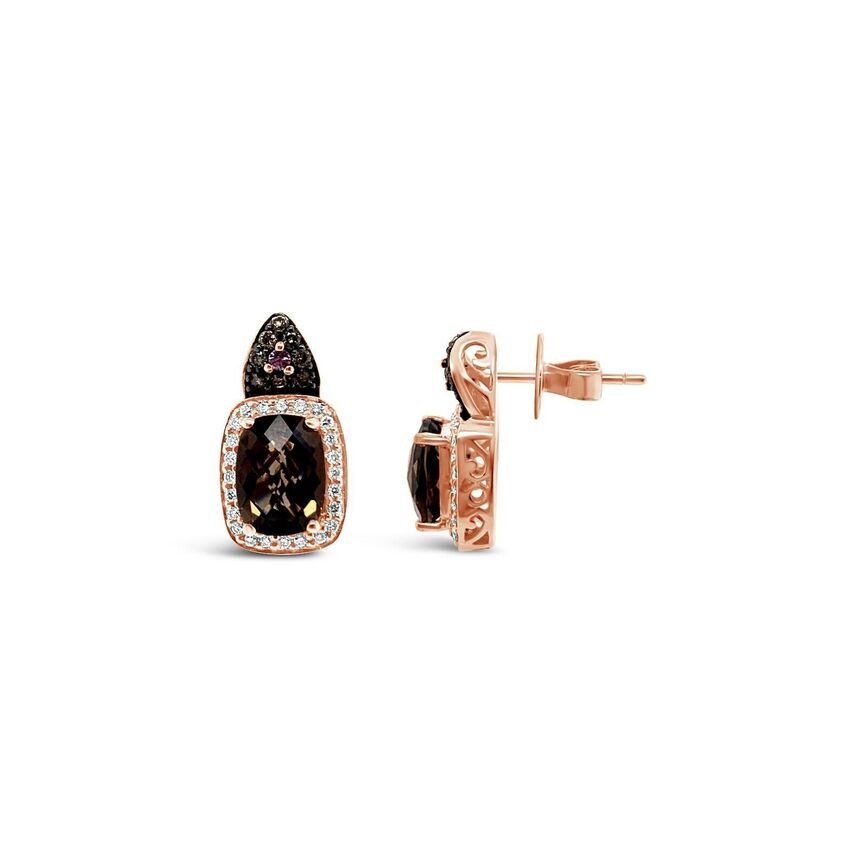 2 1/2 cts Brown Smoky Quartz and Diamond Earrings in 14K Rose Gold by Le Vian - BirthStone.com