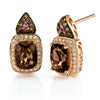 Le Vian® Earrings - Smoky Quartz, Sapphire, Brown/White Diamonds - 14K Rose Gold