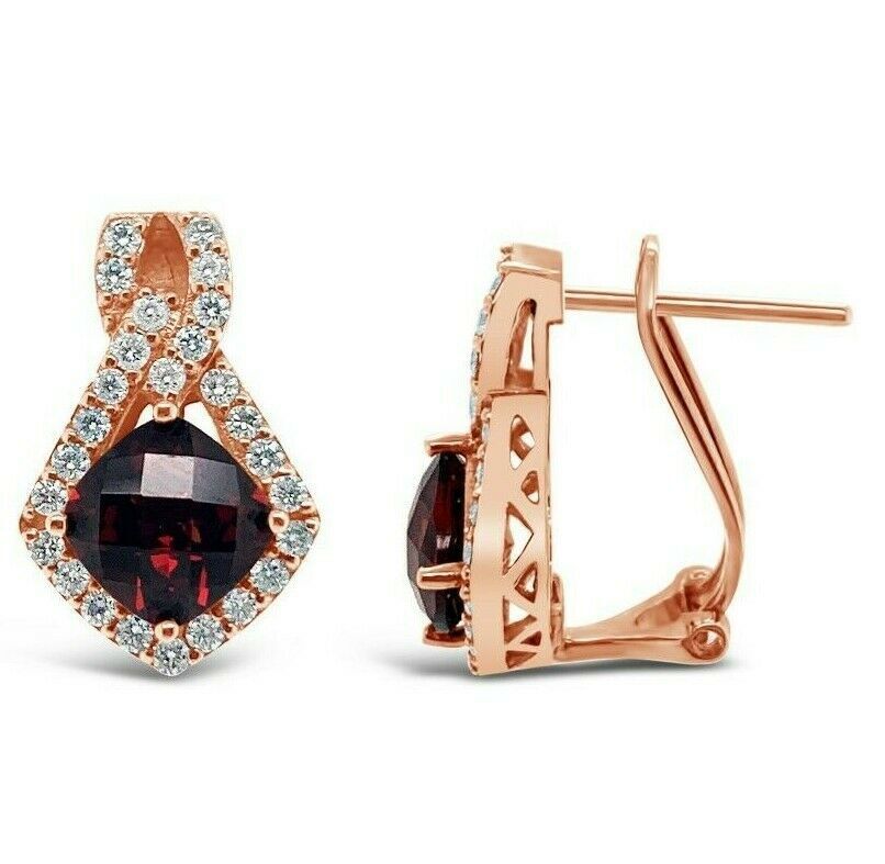 3 3/4 cts Red Pyrope Garnet and Diamond Earrings in 14K Rose Gold by Le Vian - BirthStone.com