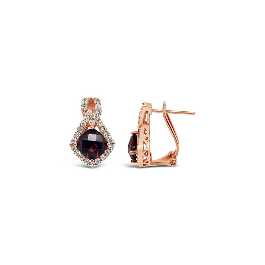 3 3/4 cts Red Pyrope Garnet and Diamond Earrings in 14K Rose Gold by Le Vian - BirthStone.com