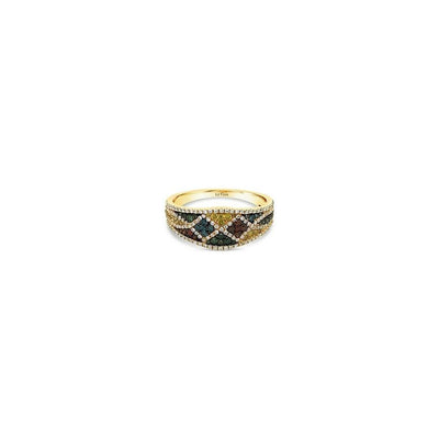 LeVian 14K Yellow Gold Round Multi-Color Diamond Classic Pavé Band Ring