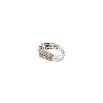 LeVian 14K Two-Tone Gold Round Brown & White Diamond Pavé Cocktail Band Ring