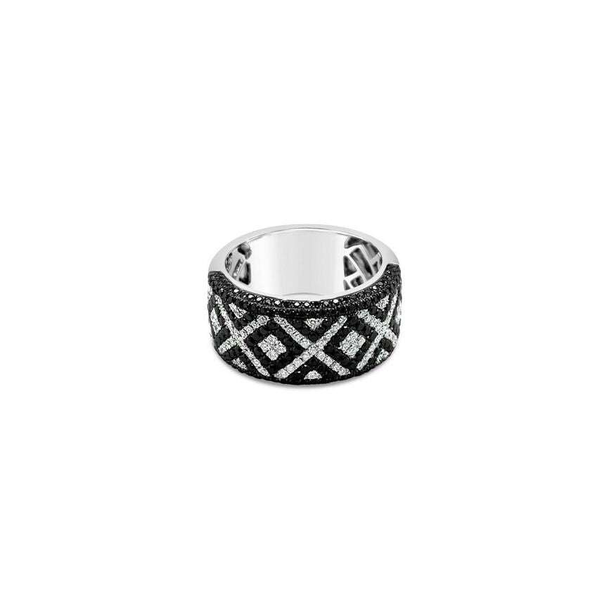 LeVian Diamond Ring 1 1/4 cts Black Band in 14K White Gold Size 7 - BirthStone.com