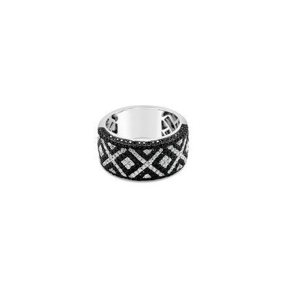 LeVian Diamond Ring 1 1/4 cts Black Band in 14K White Gold Size 7 - BirthStone.com